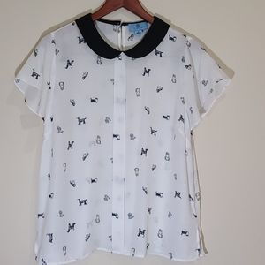 CECE  COLLARED    BLOUSE  SIZE M